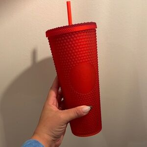 Red Studded Starbucks Tumbler with Straw